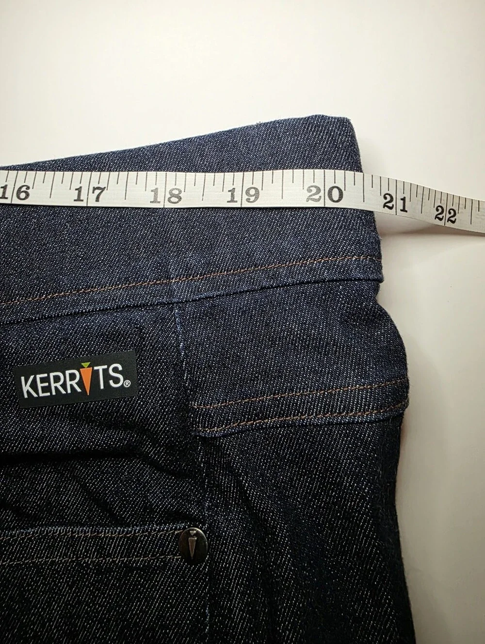 Kerrits Womens Stretch Denim Knee Patch Breech Blue Horse Riding Pants 1X - Picture 11 of 14